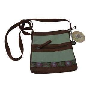 The Sak Mint and Brown Crossbody Bag Beading Accent Purse
